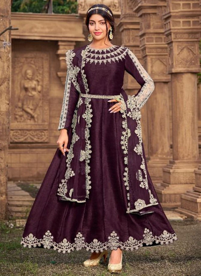 SANJH 2023 COLOUR EDITION New Designer Wedding Wear Heavy Silk Anarkali Salwar Suit Collection